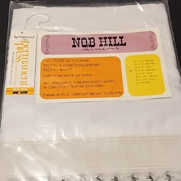 NWT Dainty Nob Hill tablecloth with a dacron floral border - Picture 3 of 4